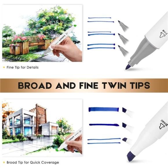 Caliart 81 Colors Set Dual Tipped Anime Shading Alcohol Based Markers - Picture 5 of 7
